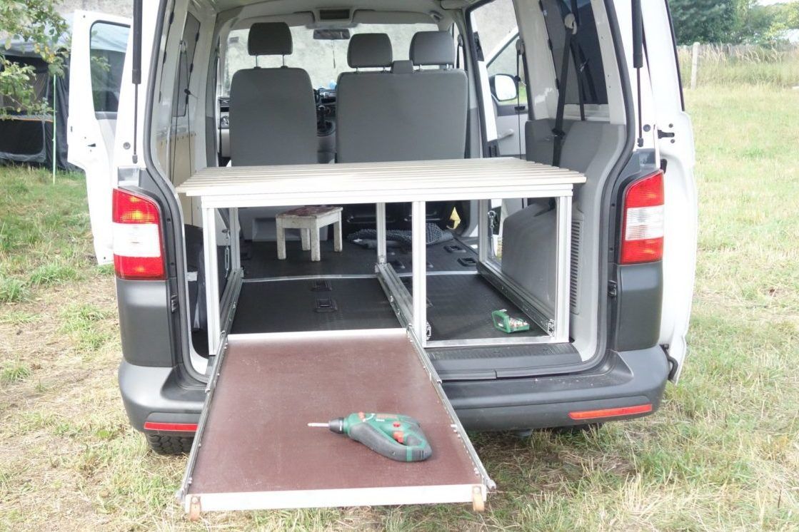 Campervan Box: Einfacher T5 Ausbau aus Aluprofilen » Franzek, der Van